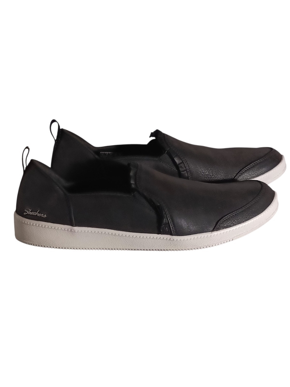 SKECHERS Womens 11 Slip-On Sneakers Memory Foam Air Cooled Comfort Shoes Black